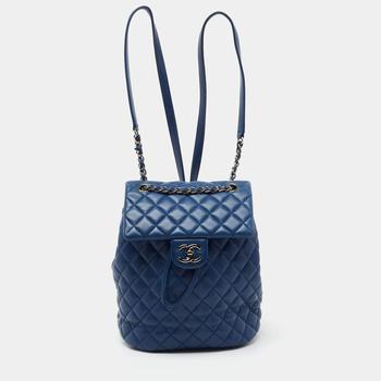 香奈儿包双肩包, [二手商品] Chanel | Chanel Blue Quilted Leather Small Urban Spirit Backpack商品图片 8.9折