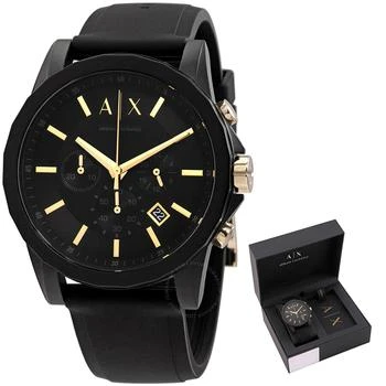 Armani Exchange | Chronograph Quartz Black Dial Men's Watch And Luggage Tag Gift Set AX7105,商家Jomashop,价格¥693