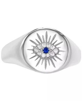 Macy's | Cubic Zirconia & Lab Grown Blue Spinel Accent Evil Eye Ring in Sterling Silver,商家Macy's,价格¥269