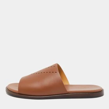 Hermes | Hermes Brown Leather Flat Slides Size 43 