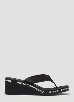 亚历山大王鞋, Alexander Wang | Logo Wedge Sandals in Black商品图片 