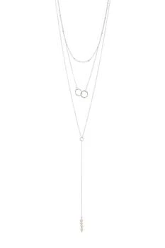 ADORNIA | White Rhodium Plated Triple Strand Interlocking Ring & 19mm Freshwater Pearl Necklace,商家Nordstrom Rack,价格¥151