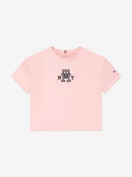 推荐Girls Monogram Satin Applique T-Shirt in Pink商品