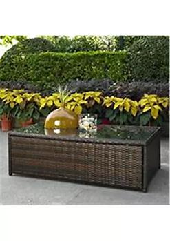 Crosley, Modern Marketing | Crosley Furniture CO7201-BR Palm Harbor Outdoor Wicker Glass Top Table商品图片 