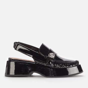 推荐Ganni Women's Leather Chunky Loafers - Black商品