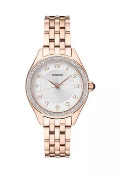 推荐Women's Seiko Crystals Rose Gold Tone Stainless Steel Quartz Watch商品