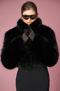 Alo | Opulent Faux Fur Cropped Jacket - Black 满1件减$14.20, 满一件减$14.2