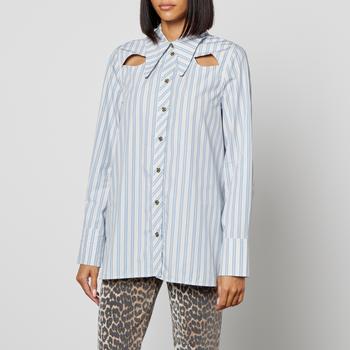 推荐Ganni Cutout Striped Organic Cotton-Poplin Shirt商品