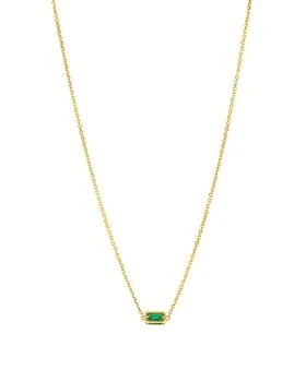 Suzanne Kalan | Emerald Baguette Block Chain Charm Pendant Necklace in 18K Yellow Gold, 18",商家Bloomingdale's,价格¥11200