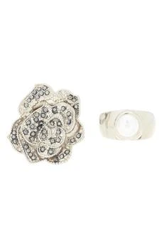 Melrose and Market | Crystal Rose & Imitation Pearl 2-Pack rings,商家Nordstrom Rack,价格¥79