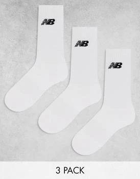 推荐New Balance logo crew socks 3 pack in white商品