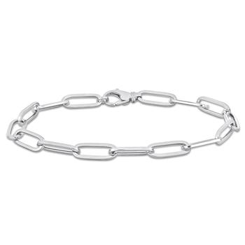 商品Oval Link Bracelet in 14k White Gold图片
