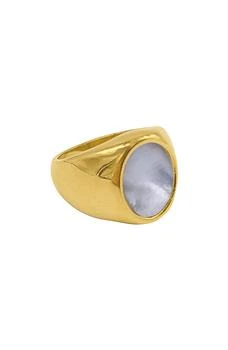 ADORNIA | 14K Yellow Gold Plated Stainless Steel Mother of Pearl Signet Ring,商家Nordstrom Rack,价格¥180