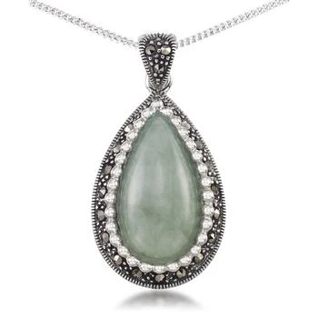 Macy's | Jade (19 x 10mm) & Marcasite Teardrop Pendant on 18" Chain in Sterling Silver,商家Macy's,价格¥524