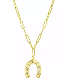 ADORNIA | 14K Gold-Plated Paperclip Horseshoe Necklace,商家Macy's,价格¥142