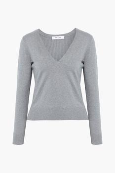 FRAME | Paneled mélange ribbed-knit sweater商品图片,2.9折