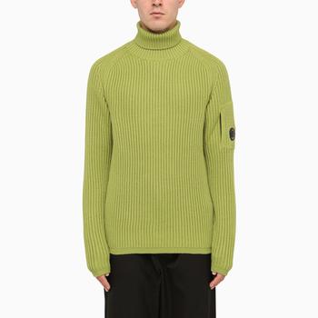 推荐Green ribbed turtleneck in wool blend商品