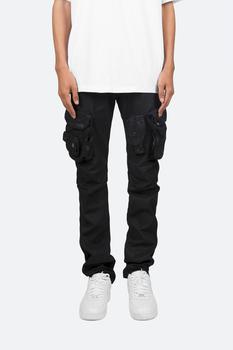 mnml gat好用吗, MNML | Waxed Denim Cargo Pants - Black商品图片 8折