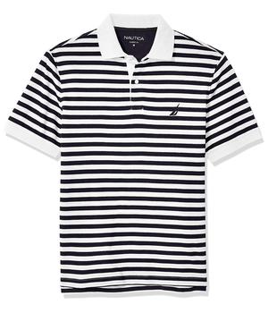 Nautica | Men's Classic Fit 100% Cotton Soft Short Sleeve Stripe Polo Shirt商品图片,
