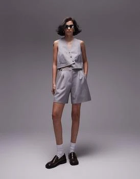 Topshop | Topshop co-ord side tab knee short in grey,商家ASOS,价格¥388