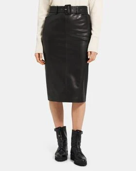 推荐Belted Midi Skirt in Stretch Faux Leather商品