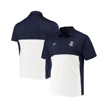推荐Men's Navy, White Navy Midshipmen 2022 Blocked Coaches Performance Polo Shirt商品