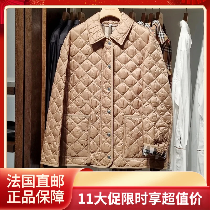 Burberry | 现货 BURBERRY/博柏利女士米色聚酰胺贴袋按扣开襟棉服 80841951/80914441,商家VPF,价格¥2688