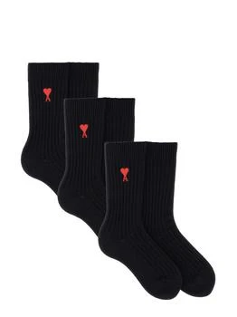 AMI | AMI Ami de Coeur Logo Intarsia Set Of Three Socks 5.9折起