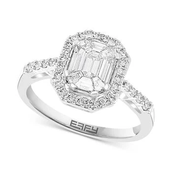 Effy | EFFY® Emerald-Shaped Cluster Halo Engagement Ring (3/4 ct. t.w.) in 14k White Gold,商家Macy's,价格¥53078