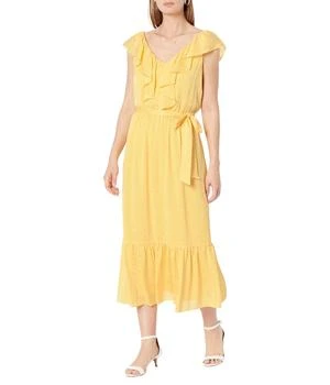 DKNY | Sleeveless V-Neck Ruffled Dress 4折, 满$220减$30, 满减