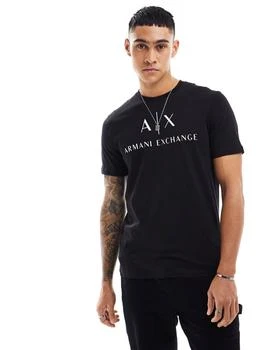 推荐Armani Exchange chest logo slim fit t-shirt in black商品