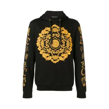 Versace | VERSACE 男士黑色金色回纹印花黑色连帽套头卫衣 A81934-A227994-A708 包邮包税