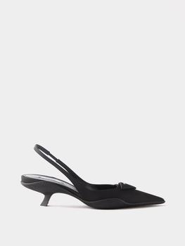 Prada | Triangle logo-plaque 45 nylon slingback pumps商品图片,