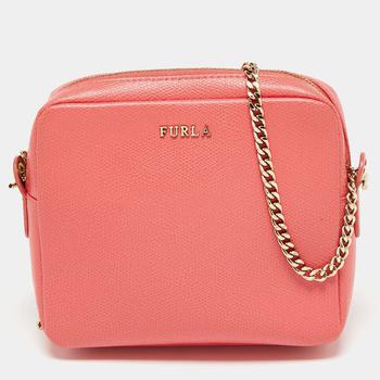 推荐Furla Melon Orange Leather Boheme Chain Crossbody Bag商品