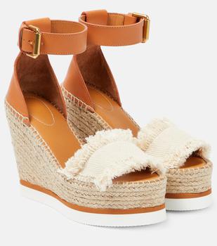 商品See by Chloé | Glyn帆布与皮革草编坡跟鞋,商家MyTheresa CN,价格¥2654图片