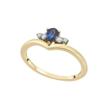 Macy's | Blue and White Sapphire Ring in 14K Yellow Gold Over Sterling Silver,商家Macy's,价格¥786