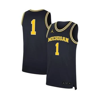 推荐Men's #1 Navy Michigan Wolverines Replica Jersey商品