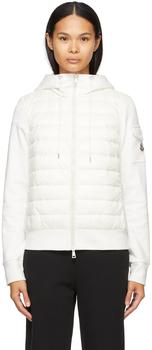 moncler polo, Moncler | White Down Jersey Cardigan Jacket商品图片 