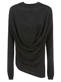 Rick Owens是什么牌子, Rick Owens | Rick Owens Draped Round Neck Sweater商品图片 8.1折