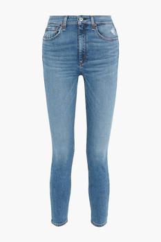 推荐Nina cropped distressed high-rise skinny jeans商品