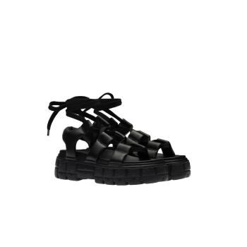 商品Miu Miu | 包邮包税【预售7天发货】 MIUMIU缪缪 23秋冬 女士 厚底鞋 Sandales sportives en cuir nappa 5X881D_77F_F0002_F_050,商家TLS PARIS,价格¥7982图片