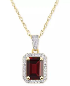 Macy's | Garnet (1-7/8 ct. t.w.) & Lab-Created White Sapphire (1/5 ct. t.w.) Emerald-Cut Halo 18" Pendant Necklace in 10k Yellow Gold (Also in Citrine & Amethyst),�商家Macy's,价格¥2345