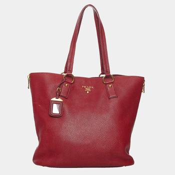 prada包包包, [二手商品] Prada | Prada Red Vitello Daino Tote Bag商品图片 9折