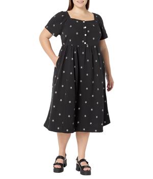 Madewell | Plus Melanie Short Sleeve Square Neck Easy Midi Dress商品图片,