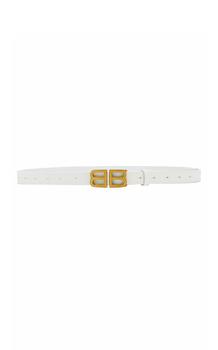 Balenciaga | Balenciaga - Women's Hourglass Leather Belt - White - 75 cm - Moda Operandi商品图片,5折