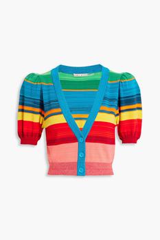 推荐Romi cropped striped jacquard-knit cardigan商品