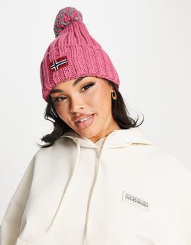 推荐Napapijri semiury bobble beanie in pink商品