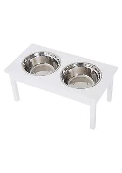 PawHut | 23” Wooden Heavy Duty Dog Food Bowls Pet Elevated Feeding Station White,商家Belk,价格¥593