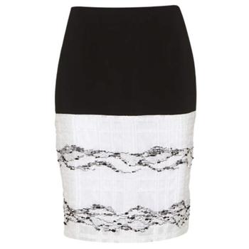 PRABAL GURUNG | Prabal Gurung Black and White Wool-Crepe Organza-Trim Skirt M商品图片,7.7折