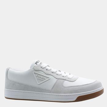 prada男鞋好用吗, Prada | Prada White/Grey Leather and Suede Sneaker Size US 8 EU 41商品图片 